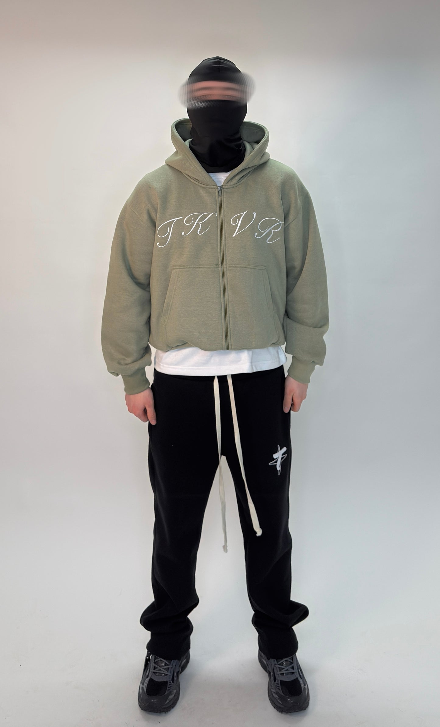 ‘TKVR’ Khaki Zip-Up Hoodie