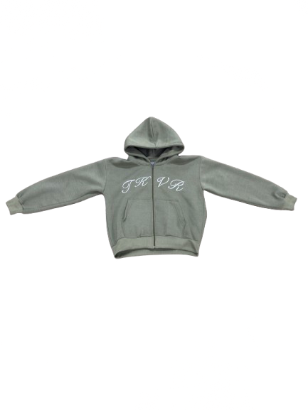 ‘TKVR’ Khaki Zip-Up Hoodie